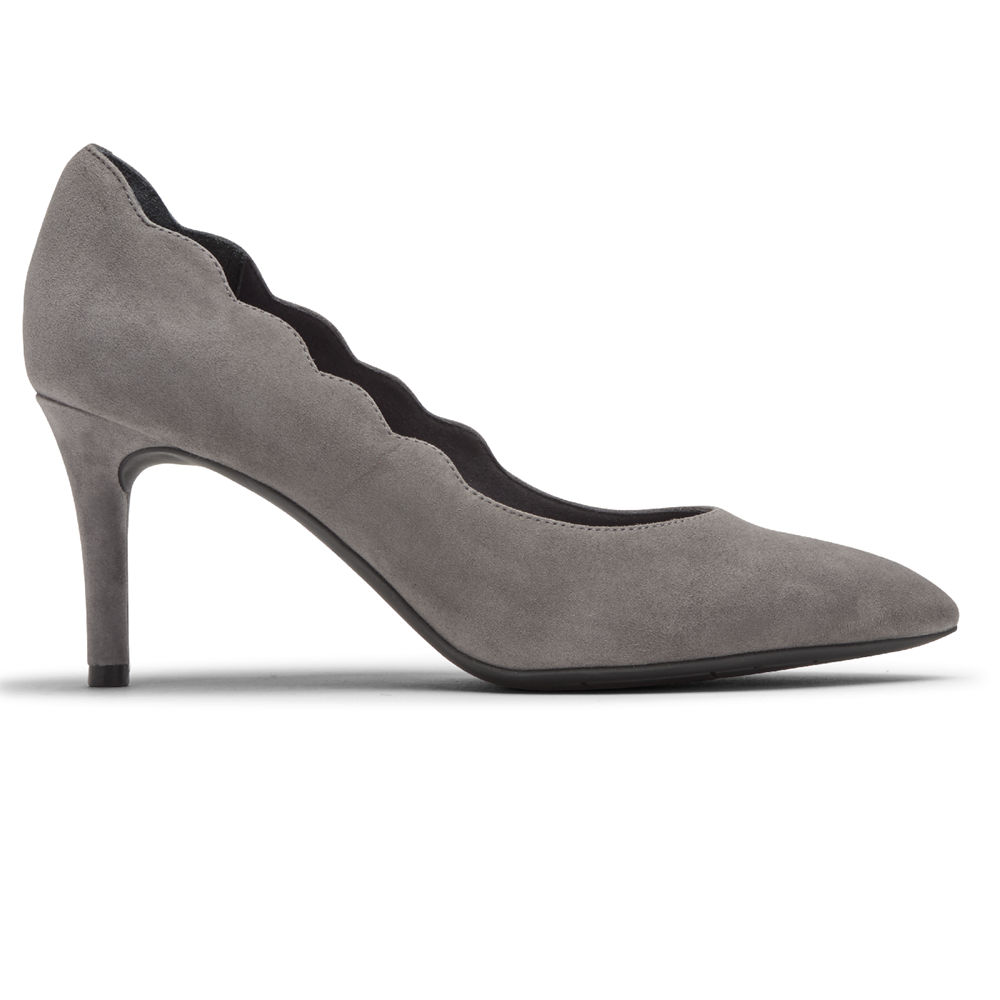 Sapatos De Salto Rockport Mulher Cinzentas - Total Motion 75Mm Scalloped - 09246KBTH